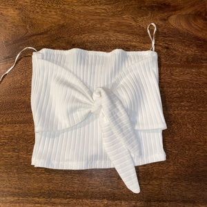 White crop top tube top